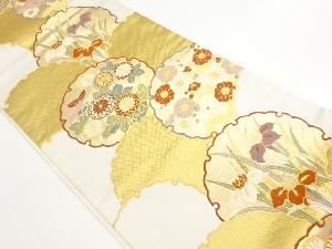 雪輪に花々模様織出し袋帯